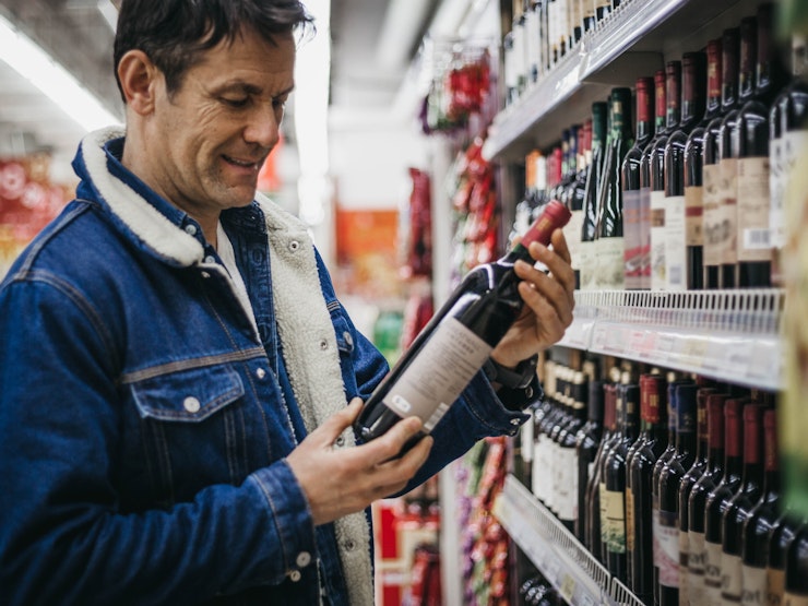 Buying wine in supermarket