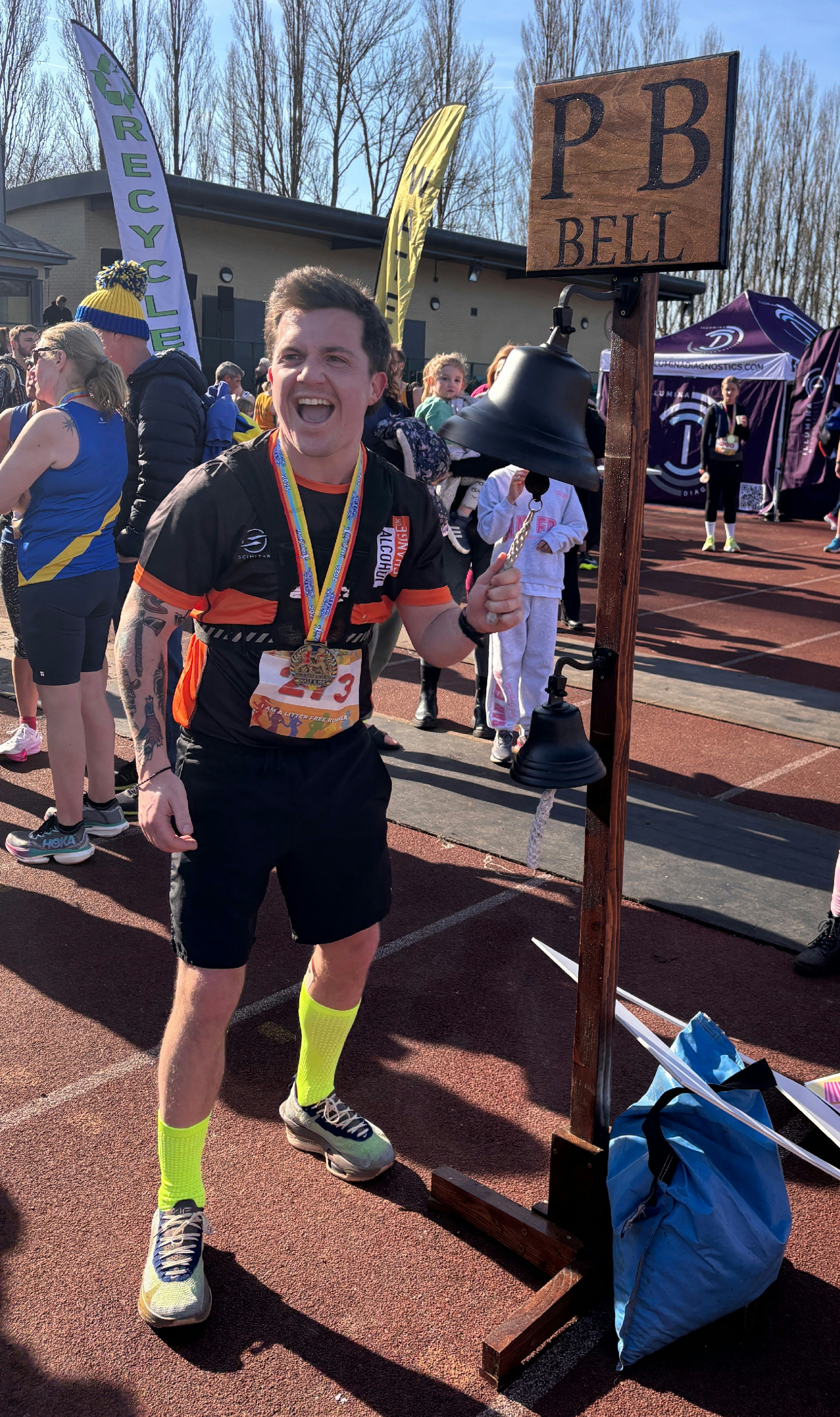 Case study at a running event ringing personal best bell