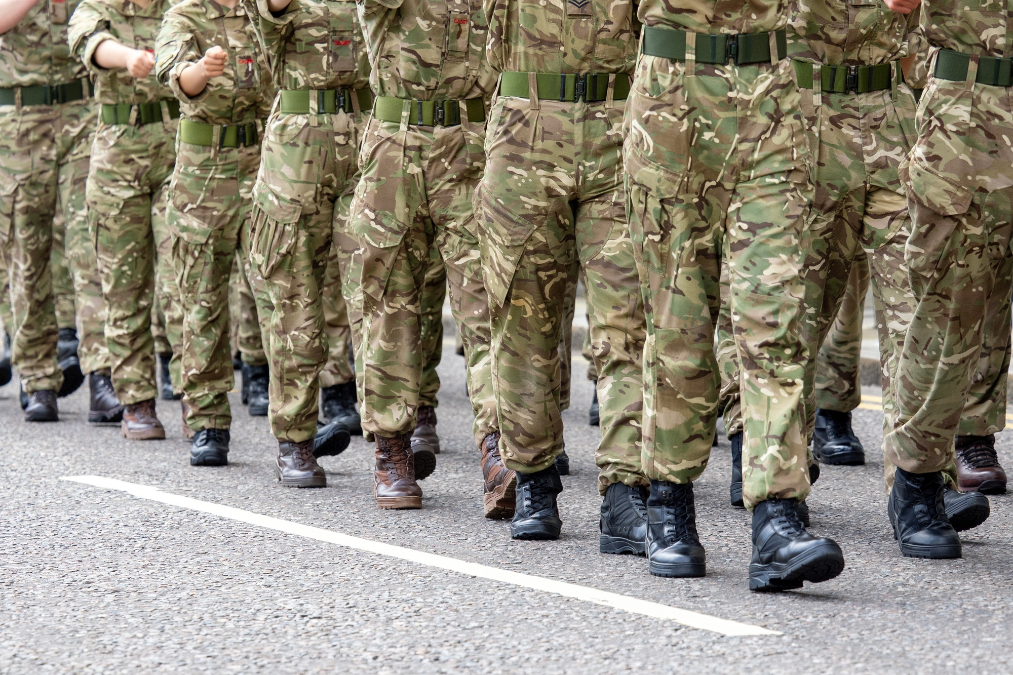 Image of Military Personnel legs parading in Aberdeen, Scotland