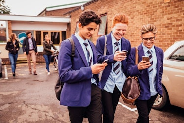School Children On Phones