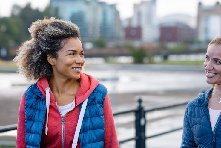 Two women walking