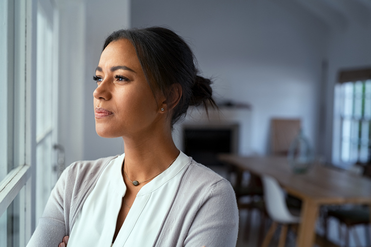 Young woman looking outwards